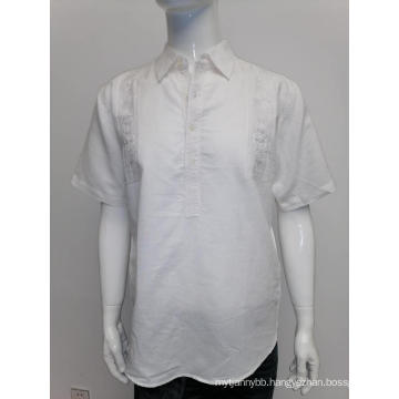 Men's ramie cotton short sleeve shirt